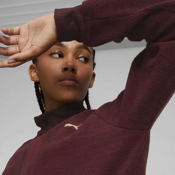 Fit Sherpa Treningsjakke Dame Aubergine-team Gold Puma På Tilbud