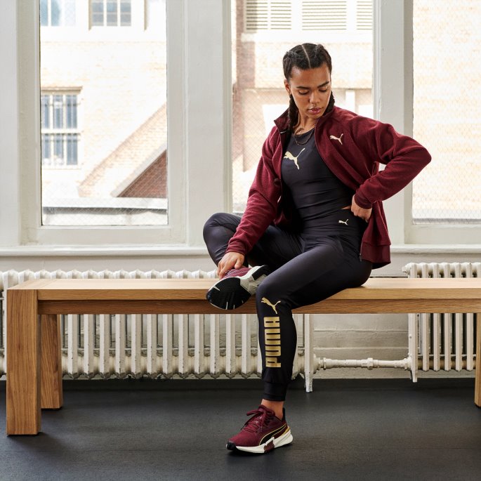 Fit Sherpa Treningsjakke Dame Aubergine-team Gold Puma På Tilbud