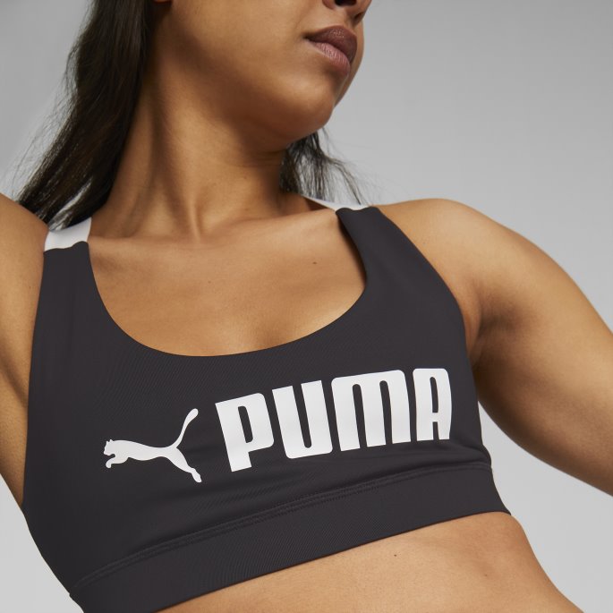 Fit Mid Impact Trenings-bh Dame Svart Puma På Tilbud
