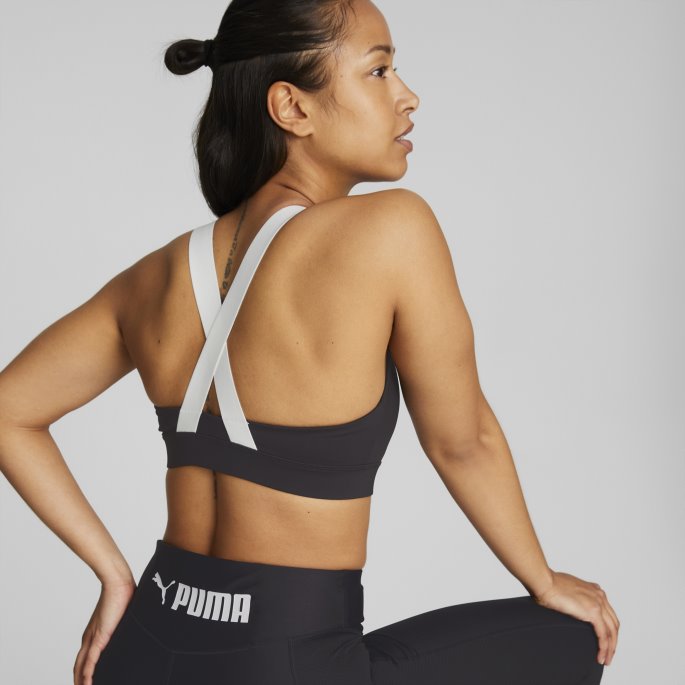 Fit Mid Impact Trenings-bh Dame Svart Puma På Tilbud