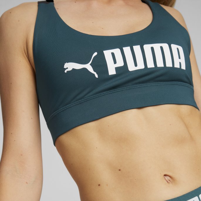 Puma På Tilbud Varsity Green Fit Mid Impact Trenings-bh Kvinner