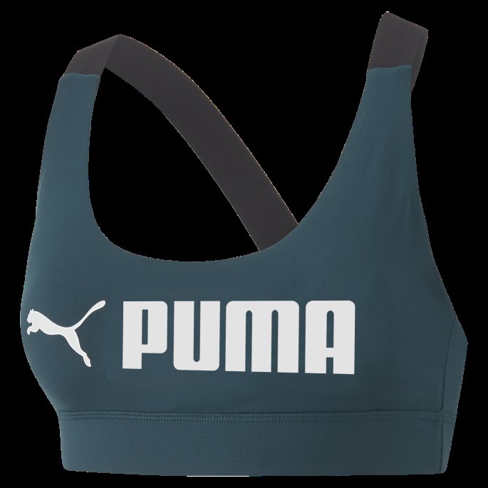 Puma På Tilbud Varsity Green Fit Mid Impact Trenings-bh Kvinner