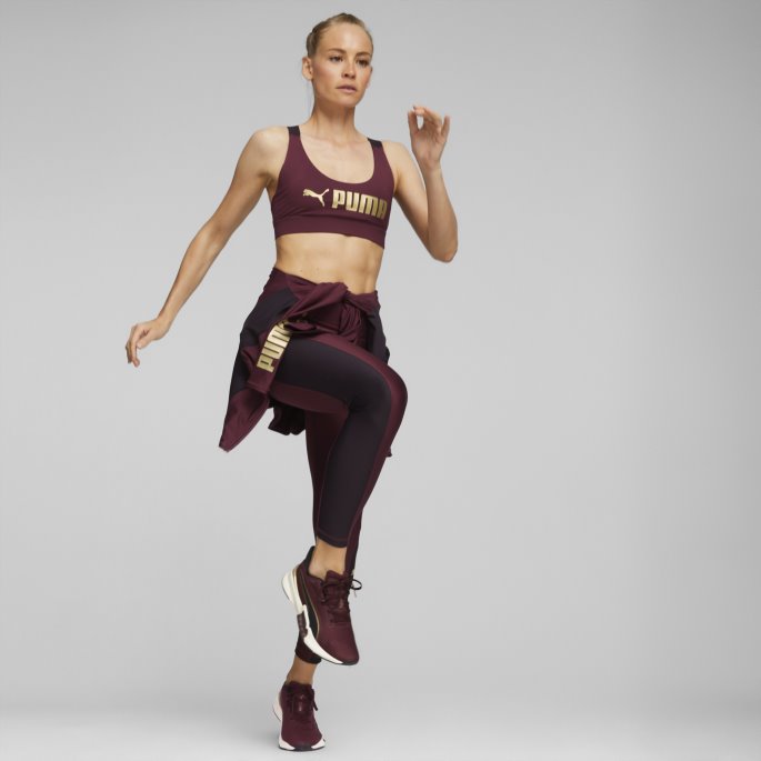 Puma På Tilbud Passform Dame Mid Impact Trening Bh Aubergine-metallic Puma På Tilbud