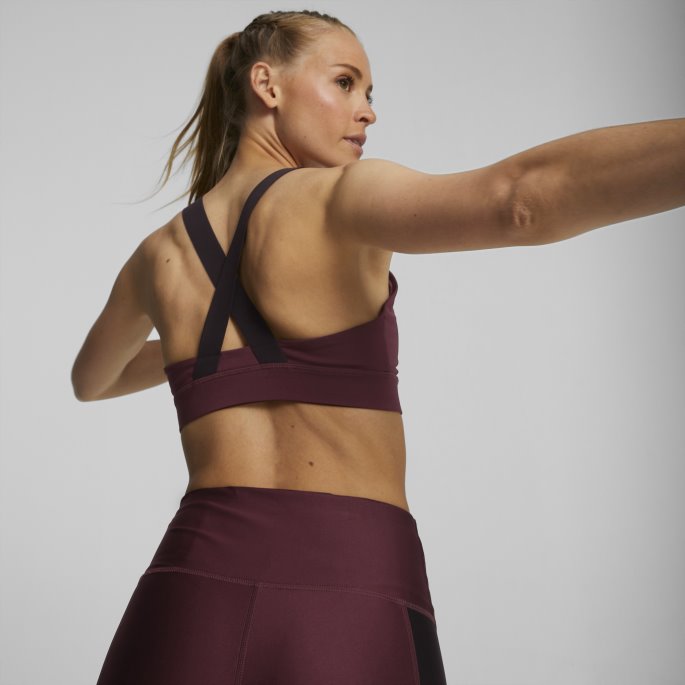 Fit Mid Impact Trenings-BH Kvinner Puma På Tilbud Aubergine-metallic Puma På Tilbud
