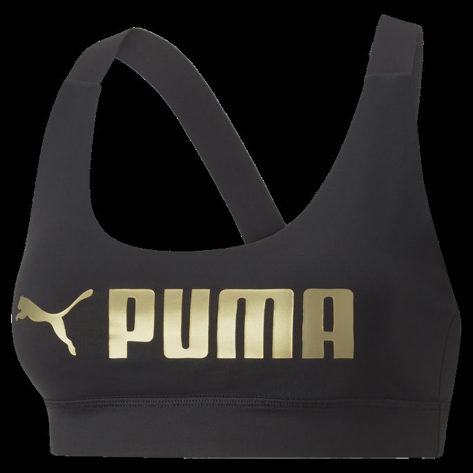 Black-metallic Puma På Tilbud Passform Mid Impact Trenings-bh Kvinner Puma På Tilbud