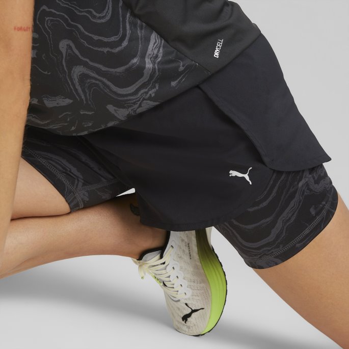 Black Run 2-i-1 Vevde Løpeshorts For Kvinner Puma På Salg