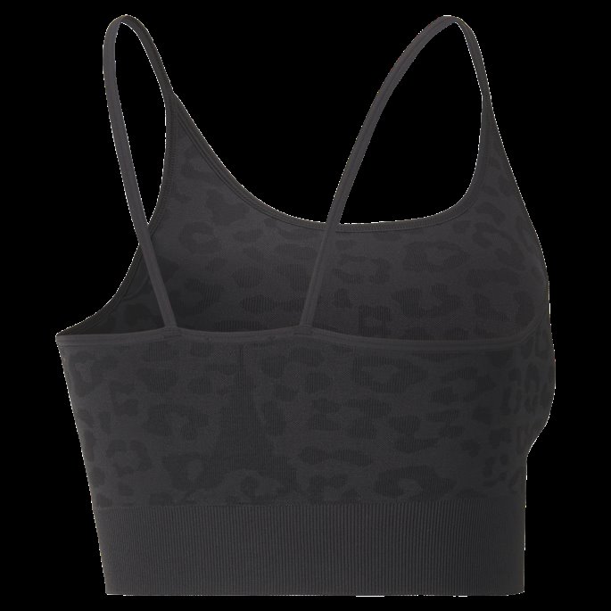 Puma På Tilbud Formstrikket Sømløs Lang Trenings-bh Kvinner Svart Leopardprint