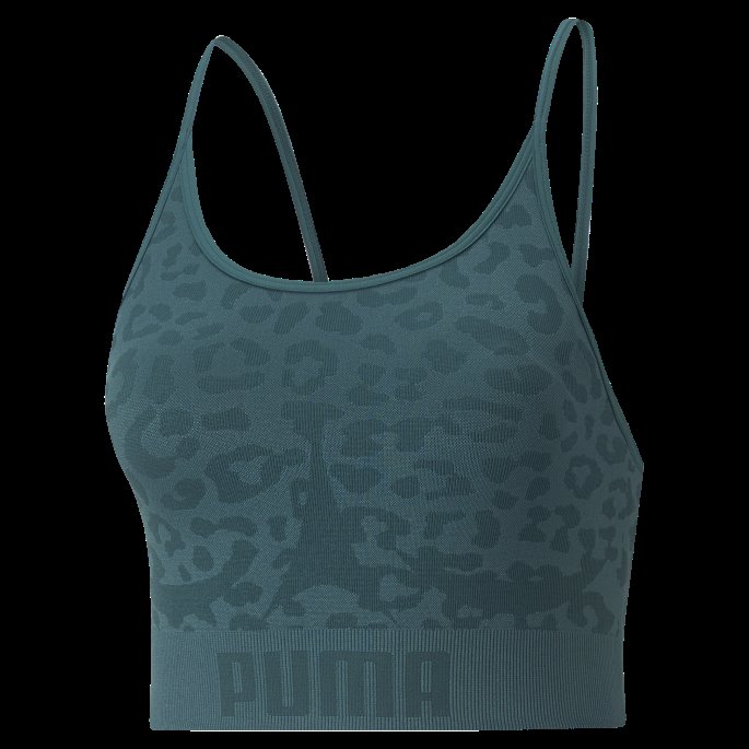 Varsity Grønn-leopardprint Formstrikket Sømløs Lang Trenings-BH Kvinner Puma På Tilbud
