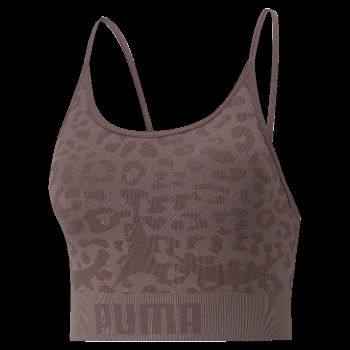 Formstrikket Sømløs Lang Trenings-bh Damer Støvete Plomme-leopardprint Puma På Tilbud
