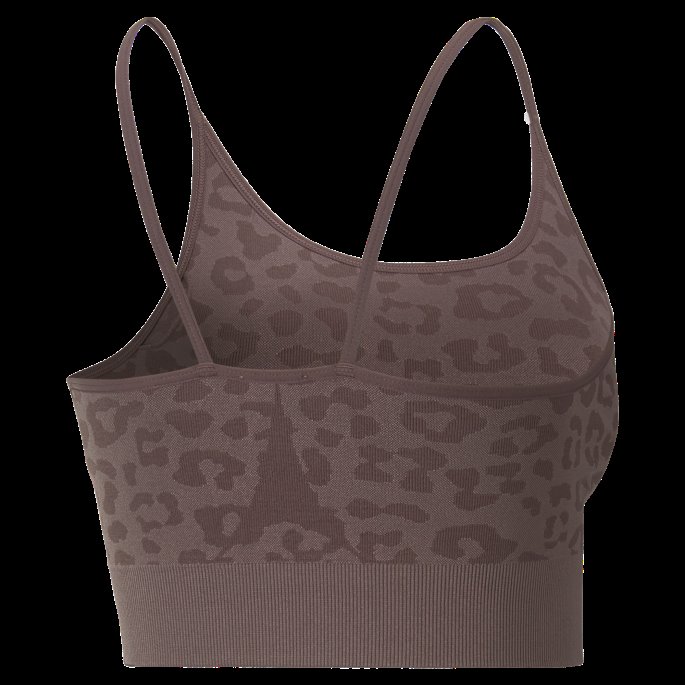 Formstrikket Sømløs Lang Trenings-bh Damer Støvete Plomme-leopardprint Puma På Tilbud