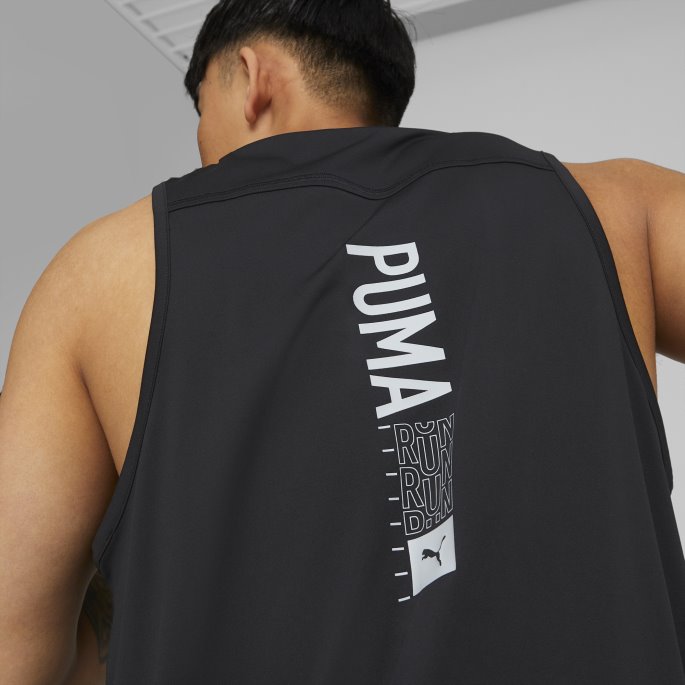 Puma På Tilbud Black Run Logo Running Singlet Herre