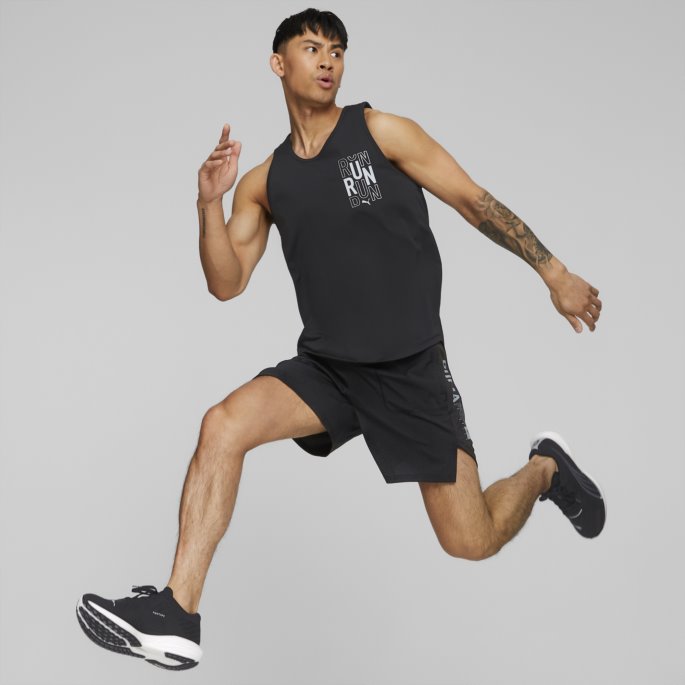 Puma På Tilbud Black Run Logo Running Singlet Herre