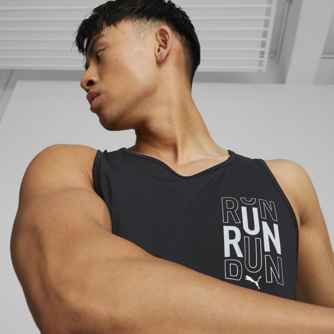 Puma På Tilbud Black Run Logo Running Singlet Herre
