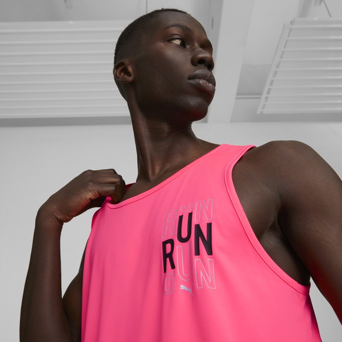 Sunset Glow Puma På Salg Run Logo Running Singlet Menn