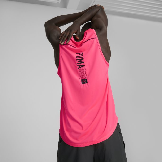 Sunset Glow Puma På Salg Run Logo Running Singlet Menn