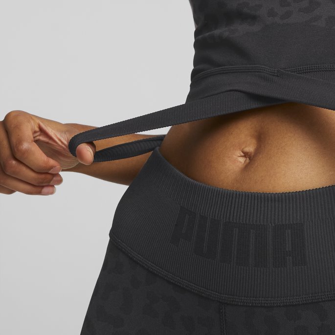 Formstrikket Sømløs Mote Trenings-bh Kvinner Svart-leopard Print Puma På Tilbud