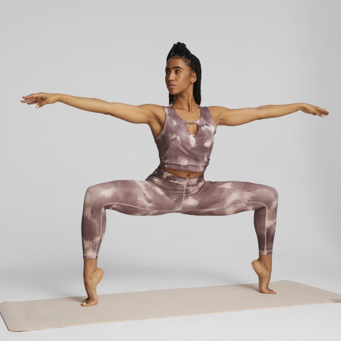 Puma På Tilbud Rose Quartz-paint Stroke Print Studio Your Move Printed Training Leggings Kvinner