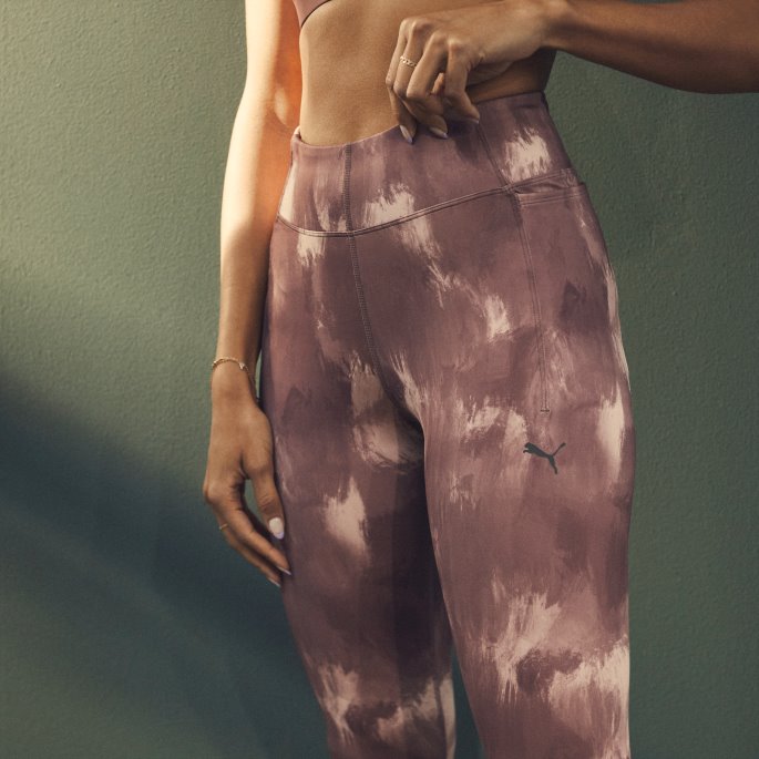 Puma På Tilbud Rose Quartz-paint Stroke Print Studio Your Move Printed Training Leggings Kvinner