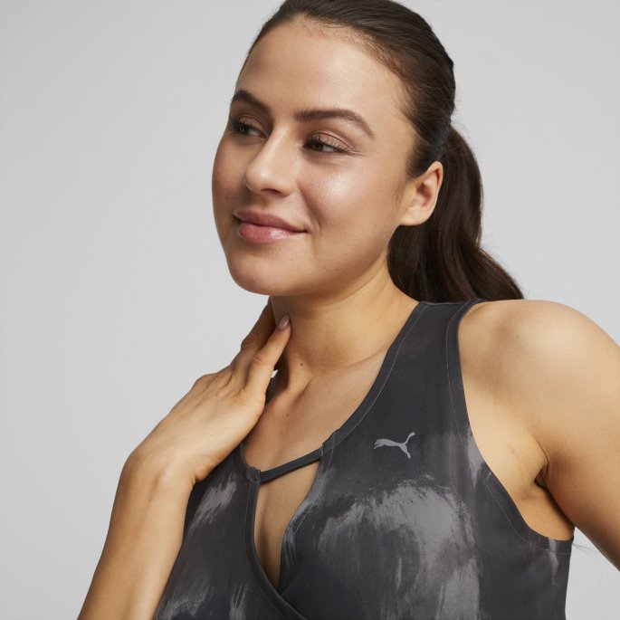 Puma På Salg Svart-maling Strøk Print Studio Trykt Kvinners Trening Crop Tank