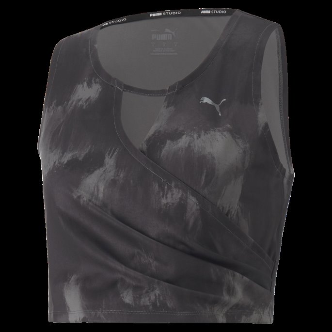 Puma På Salg Svart-maling Strøk Print Studio Trykt Kvinners Trening Crop Tank