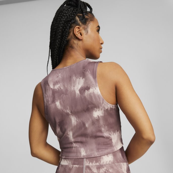 Puma På Salg Rosenkvarts-maling Strøk Print Studio Trykt Trening Crop Top Kvinner