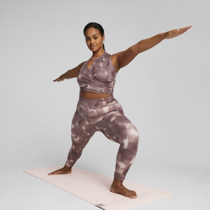 Puma På Salg Rosenkvarts-maling Strøk Print Studio Trykt Trening Crop Top Kvinner