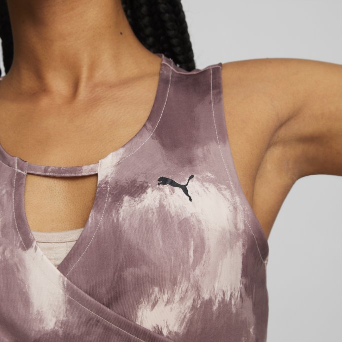 Studio Trykt Trening Crop Top Kvinner Puma På Tilbud Rosekvarts-maling Strøk Print