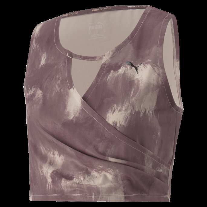 Studio Trykt Trening Crop Top Kvinner Puma På Tilbud Rosekvarts-maling Strøk Print