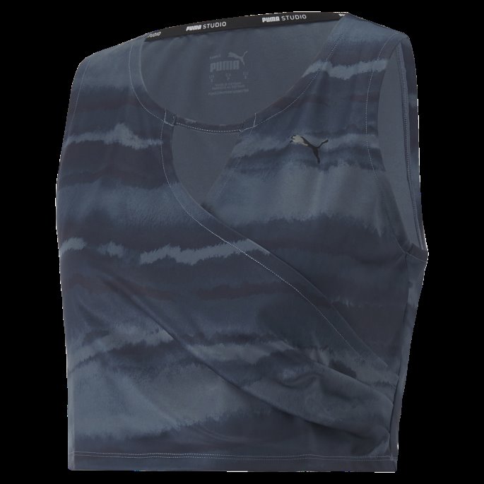 Puma På Salg Studio Trykt Kvinners Trening Crop Tank Marine Blå-geo Print