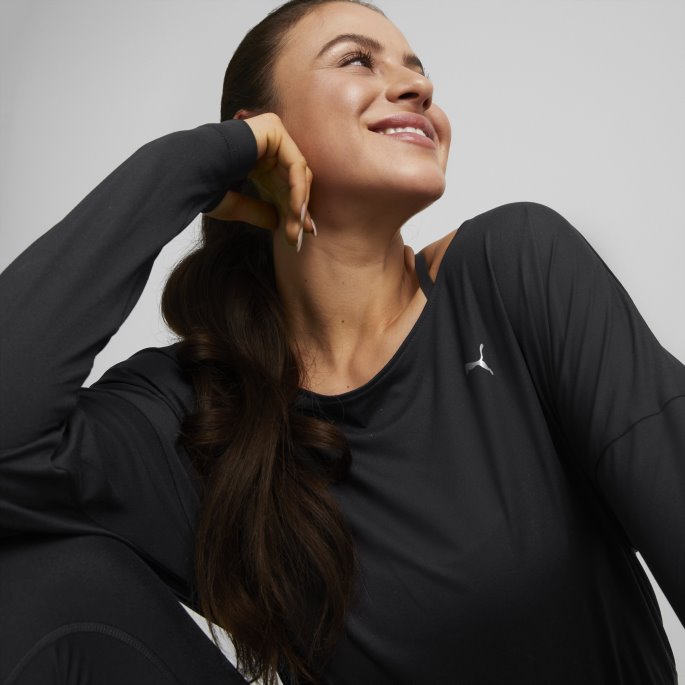 Studio Yogini Lite Langermet Treningsgenser Dame Svart Puma På Tilbud