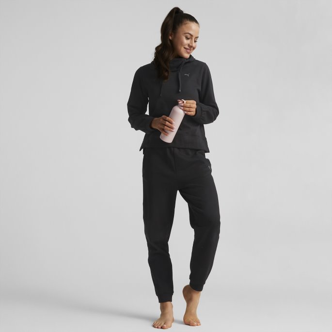 Svart Studio Fleece Trening Hettegenser Kvinner Puma På Tilbud