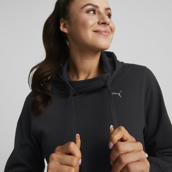 Svart Studio Fleece Trening Hettegenser Kvinner Puma På Tilbud