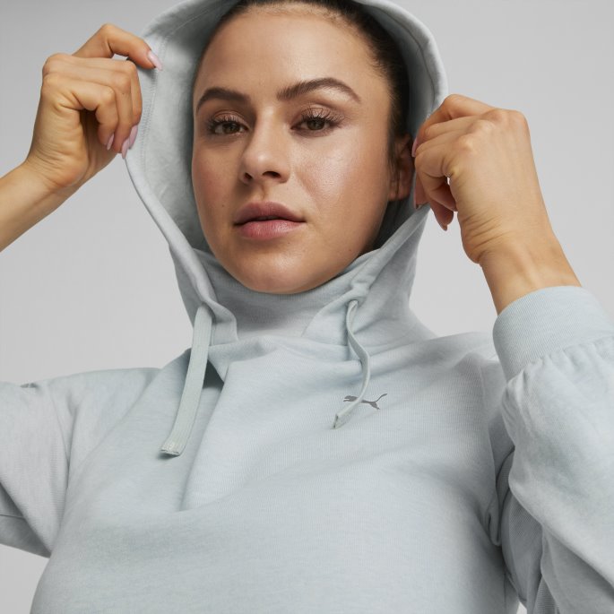 Platinagrå Lyng Studio Fleece Trenings-hettegenser For Kvinner Puma På Tilbud