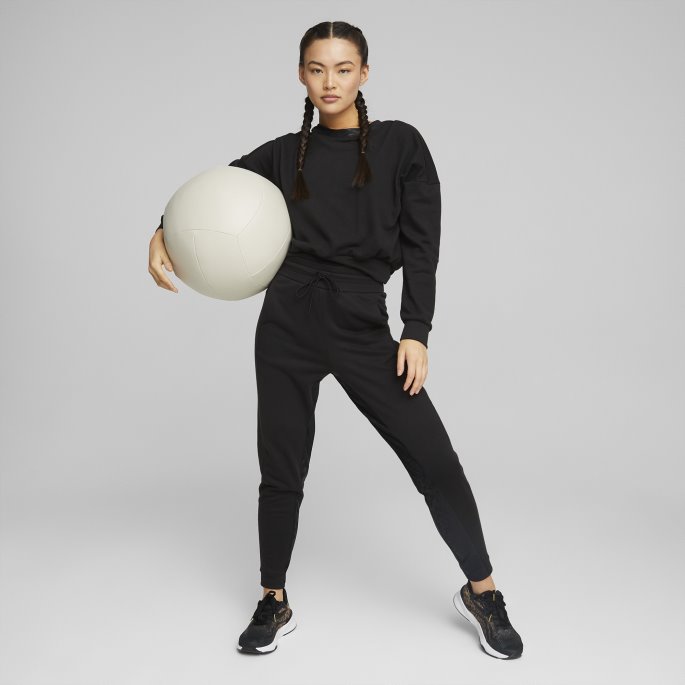 Safari Glam Crew Treningsgenser For Kvinner Puma På Tilbud Svart