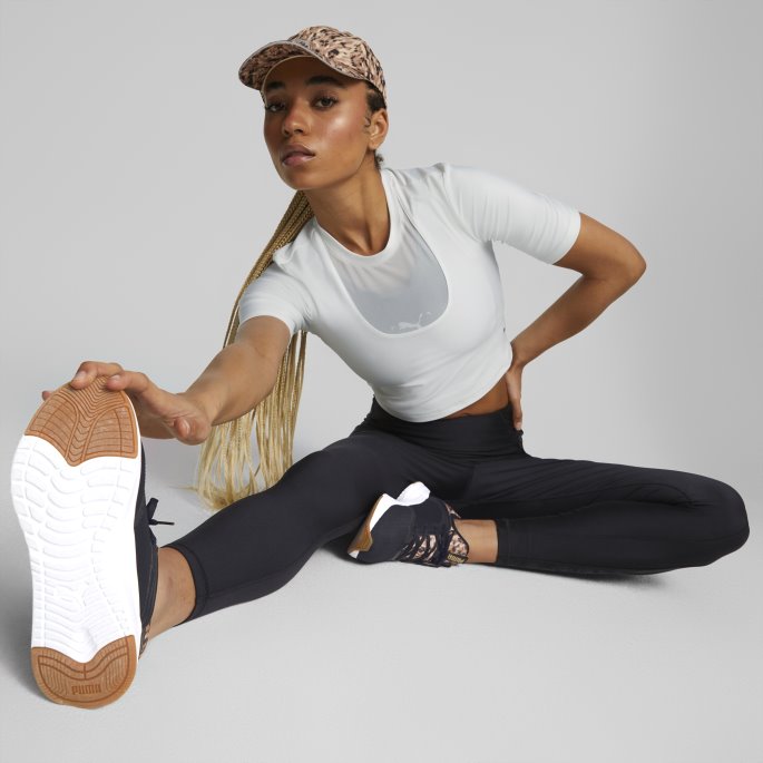 Safari Glam Høy Midje Full Lengde Treningsleggings For Kvinner Puma På Tilbud Svart-pels Ekte Trykk