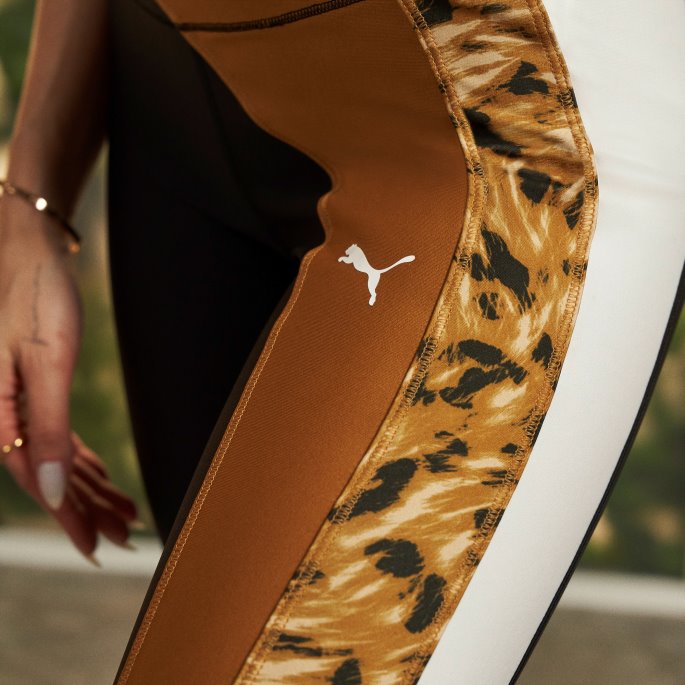 Svart-ørkenbrun-pels Ekte Trykk Safari Glam Høyt Midjet Treningsleggings I Full Lengde Kvinner Puma På Salg