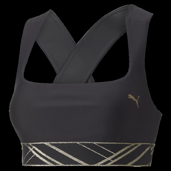 Black-deco Glam Puma På Tilbud Mid Impact Deco Glam Trenings-bh Kvinner