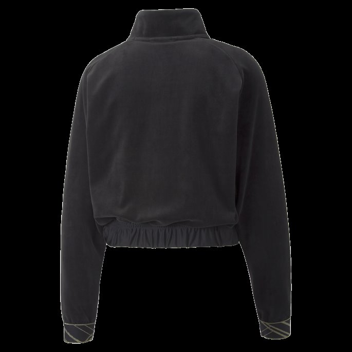 Svart Puma På Tilbud Deco Glam Velour Treningsjakke Med Full Glidelås Dame