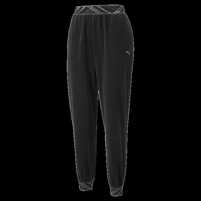 Svart Deco Glam Velour Treningsbukser Dame Puma På Tilbud