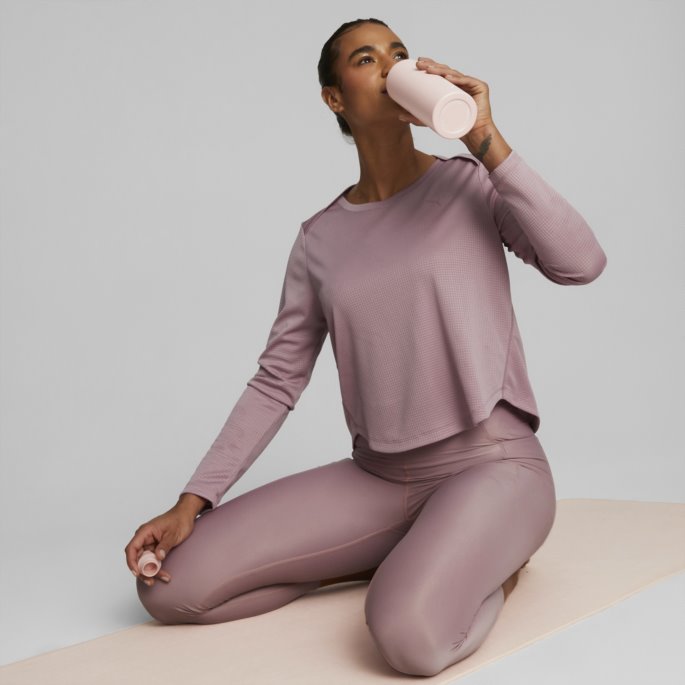 Puma På Tilbud Studio Vaffel Langermet Treningsgenser Kvinner Blek Drue