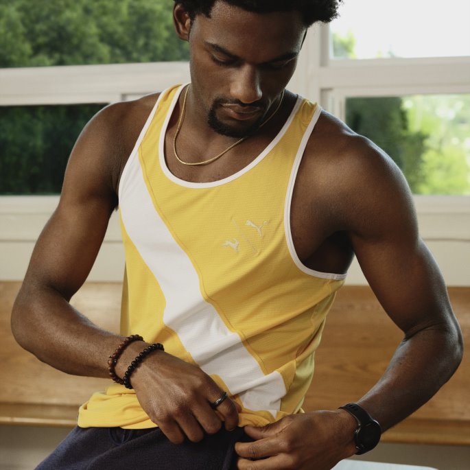 Puma På Tilbud X Tracksmith Singlet Menn Sennepsfrø
