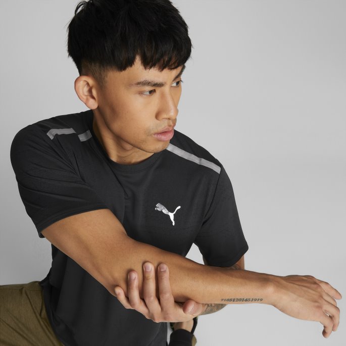 Puma På Tilbud Jacquard Kortermet Treningsskjorte Herre Svart