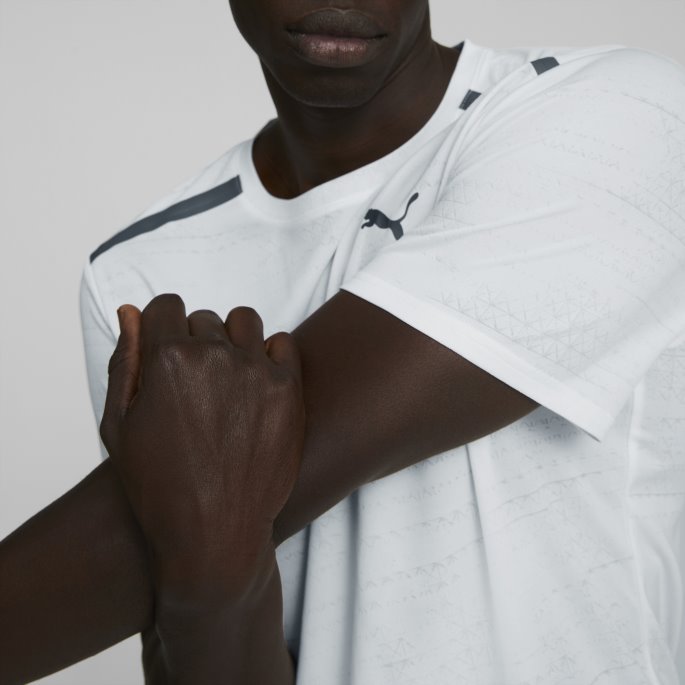 Puma På Tilbud Jacquard Kortermet Treningsskjorte For Menn Hvit