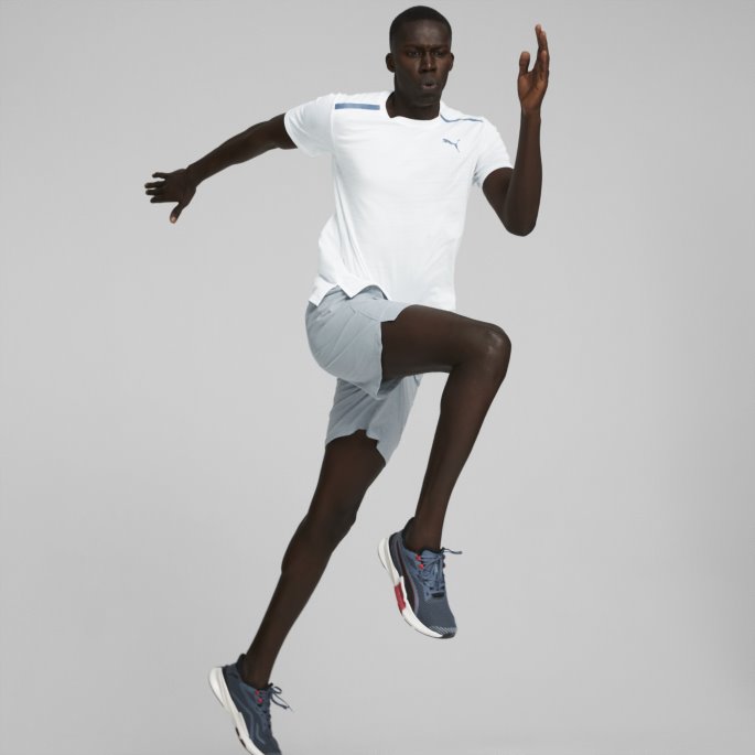 Puma På Tilbud Jacquard Kortermet Treningsskjorte For Menn Hvit