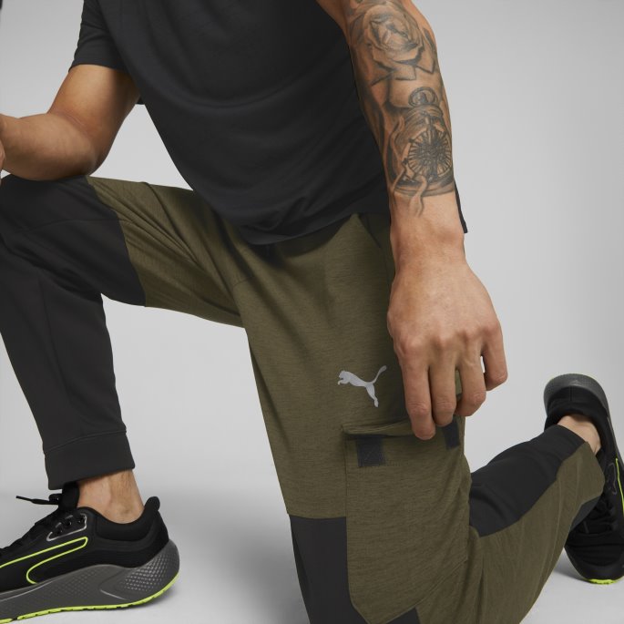 Puma På Tilbud Q4 Skyspunnet Treningsbukse Herre Dyp Oliven Lyngsvart
