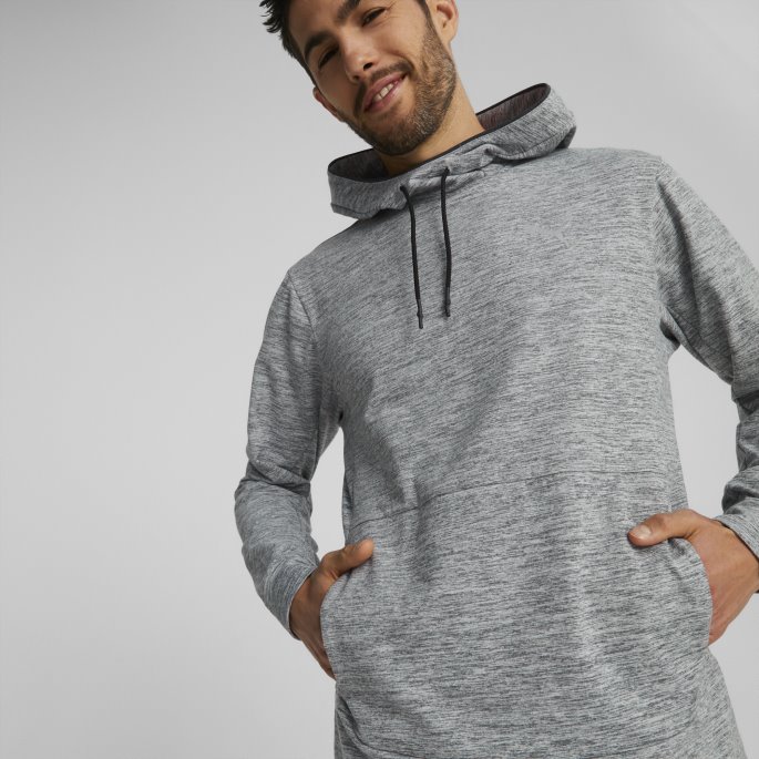 Mellomgrå Lyng Puma På Tilbud Skyspunnet Trenings-hettegenser For Menn