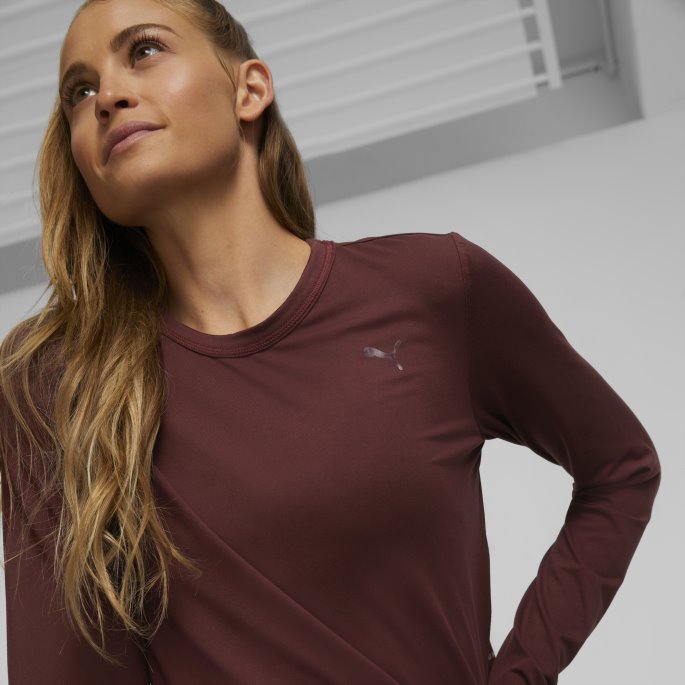 Puma På Tilbud Skyspunnet Langermet Treningstopp For Kvinner Aubergine