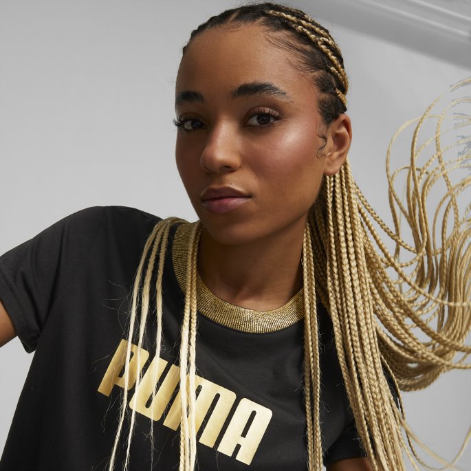 Deco Glam Kortermet Treningsskjorte For Kvinner Svart-deco Glam Puma På Salg