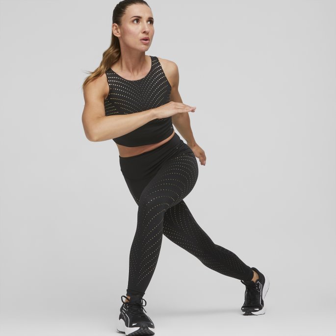 Forever Luxe Grafisk Treningsleggings Dame Svart-deco Gulltrykk Puma På Salg