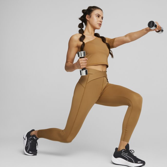 Puma På Salg Desert Tan Mote Luksus Ellavate Høy Midje Full Lengde Treningsleggings For Kvinner